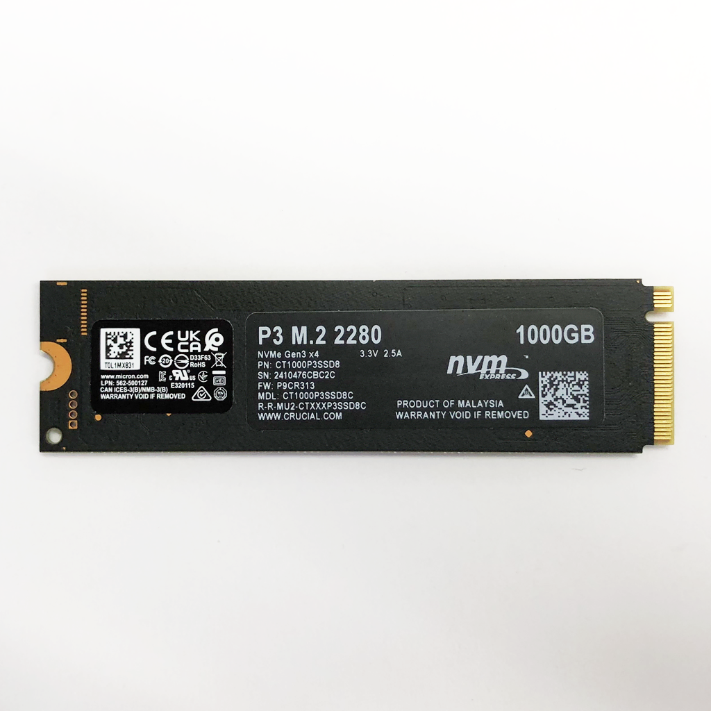 5일사용) 마이크론 Crucial P3 M.2 NVMe 1TB 29년